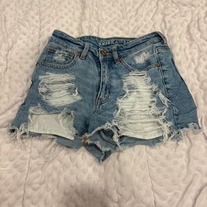 American Eagle Outfitters Women's Distressed Blue Denim Shorts